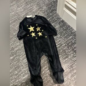 Black Baby Onesie with Gold Stars